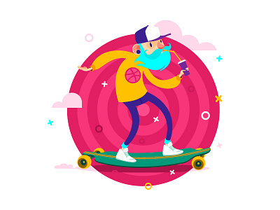 Hello Dribbble! art charaсter design hello illustraton web