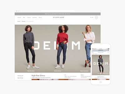 Everlane Denim clean ecommerce fullscreen scroll web