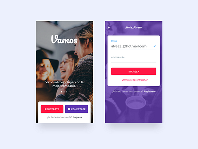 Vamos Rebound - Login app cards chile chilean clean colors community debut gradients icon social