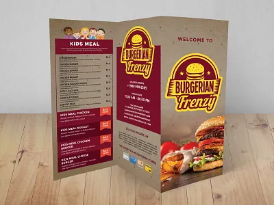 Trifold Fast Food Brochure Menu burger cafe creative menu elegant menu fast food fast food menu food menu menu menu template restaurant menu trifold menu vintage menu