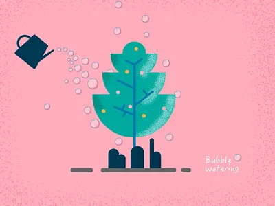 Bubble Watering bubble flower graphic illustrator pink watering