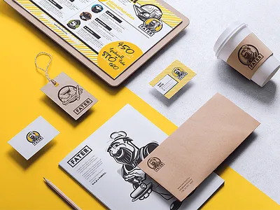 Fater food brand identity character drink fater food hunap hunapstudio man restaurant smile yellow