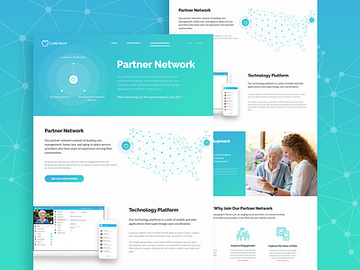 Partner Network app care management health landing page product website