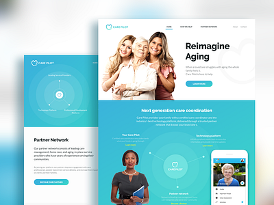 Reimagine Aging app care management health landing page product website