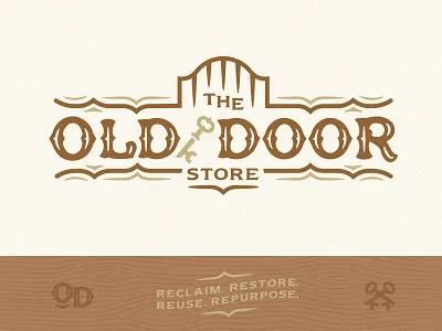 The Old Door Store // r2 door key logo old reclaim store typography wood