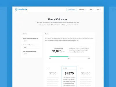 Rental Calculator product design real estate ui ux