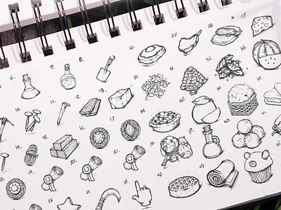 Silk Road Items Sketches (step 1) art game art items pencil shop sketch