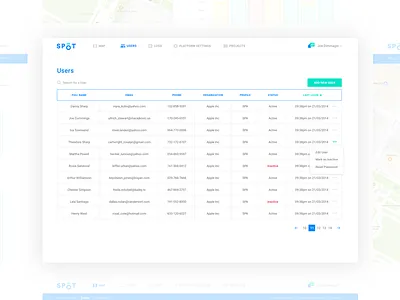 User List product design ui ux web app