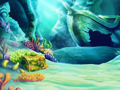 Sunken Treasure sea seascape shipwreck sunken treasure under the sea