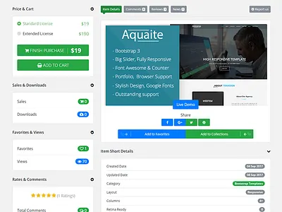 Detail Page Design bootstrap4 bright clean green layout list detail page product detail page sidebar simple ui website widget