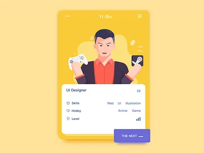 Team members_05 card game illustration man members people ui yellow