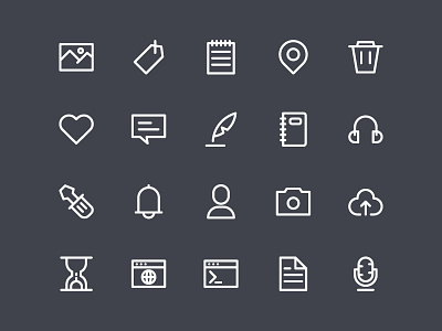 Simple UI Icons camera command line headphone icon message ui user web browser