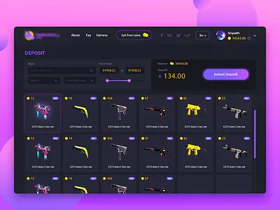 Casino - Deposit page bet casino csgo deposit design game interface ui ux web