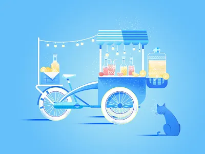 Lemonade Rickshaw bicycle cat grapefruit illustration lemonade night rickshaw vector
