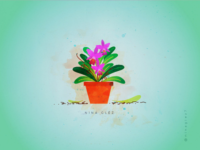 Cattleya acuarela aquarella art flower ilustration lovely nature vector