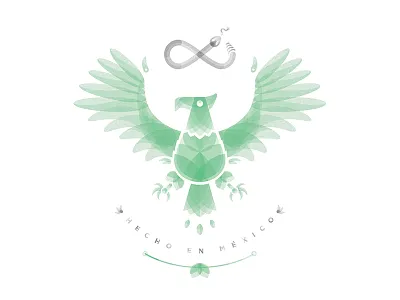 Hecho en México - Made in Mexico bird design eagle flat gray green illustration mexico minimal serpent simple