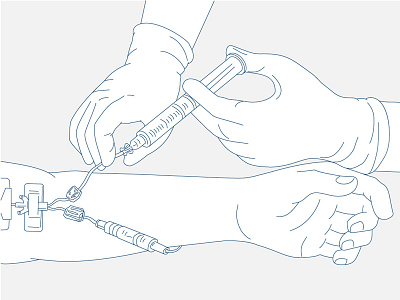 Medical Illustration drawing infusion therapy line art medical illustration monoline