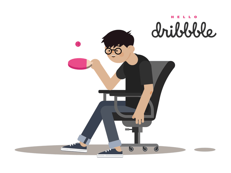 Hello Dribbble! ball gif hello motion nerd ping pong rebound