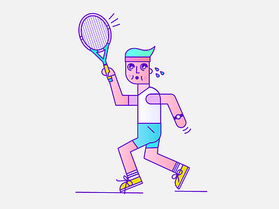 Tennis Pro geometric gradient icon illustration person tennis