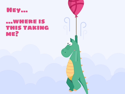 Hey Dribbble! balloon clouds debuts dino sky