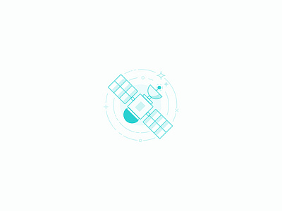 Satellite Illustration blue brand branding icon light line minimal satellite space