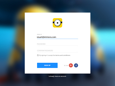 Bello Dribbble! Meet Stuart clean debut flat login minimal minion register signin signup ui ux