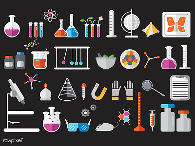 Chemistry Icons chemical chemistry element graphic icons lab line science test tube vector