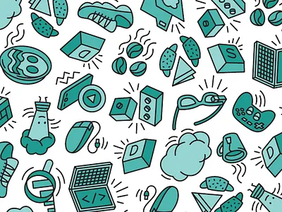 pattern made for Doctusoft breakfast computer croissant design graphic job laptop morning office pattern tea work