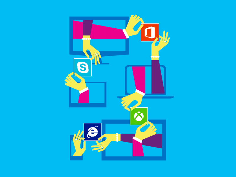 Microsoft App Handoff 2d animation apps flat microsoft motion design windows