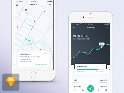 Finance app [freebie] card chart finance freebie login map sketch statistics touch id wallet