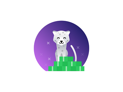 Happy snow leopard bank flat gradient illustration leopard money snow