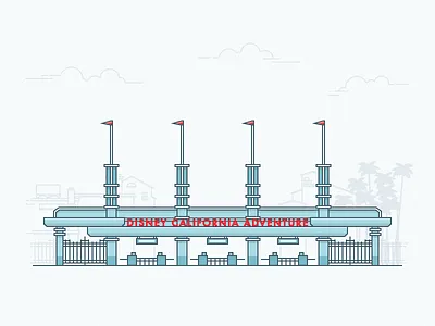 Disney California Adventure Entrance art building california design disney disneyland drawing icon illustration landmark outline vector