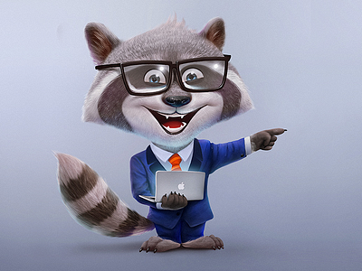 Racoon animal business character cute development mascot racoon web wild