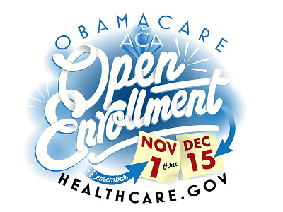 ACA Open Enrollment: wider view lettering monoline script typography vector