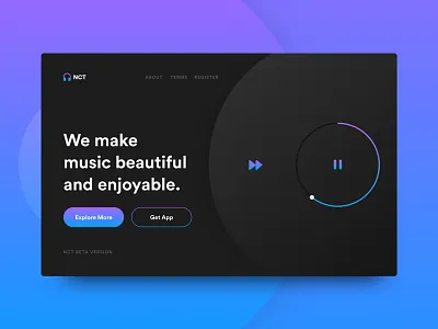 Daily UI :: Day 03 - Landing Page black daily gradient grey music ui