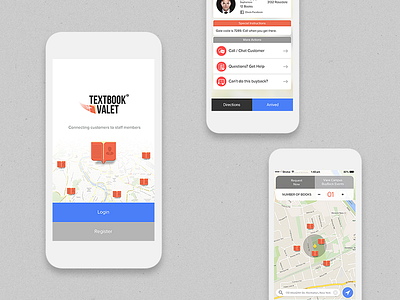 Textbook Valet app clean delivery design ios iphone minimal mobile textbook tracking uber ui