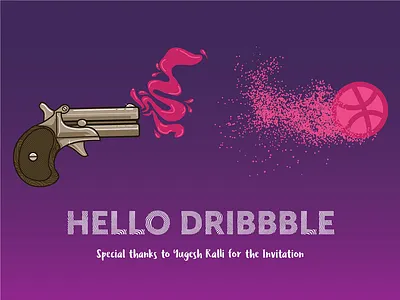 Gun Shot dribbble gun illustration invite