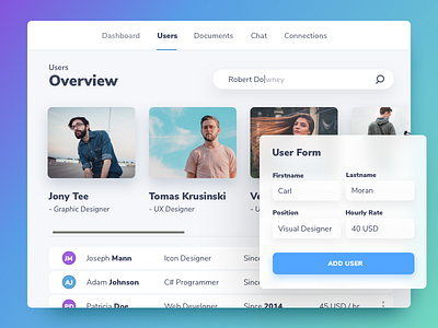 Users Dashboard | Interface benda dashboard dribbble filipbenda form gradient grid interface invite ios popup ux