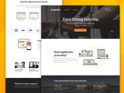 Post a job landing page desktop icons illustration landing page layout redesign services ui ux web website