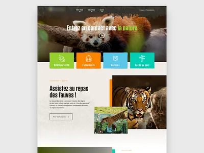 Homemage for a Zoo animals event homepage sketch tickets tiger zoo