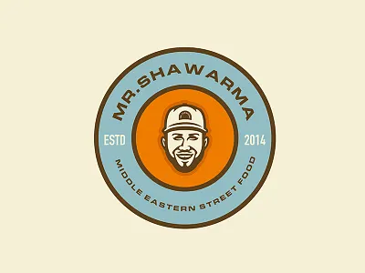 Shawarma Restaurant Logo badge emblem face food head icon logo mark restaurant shawarma