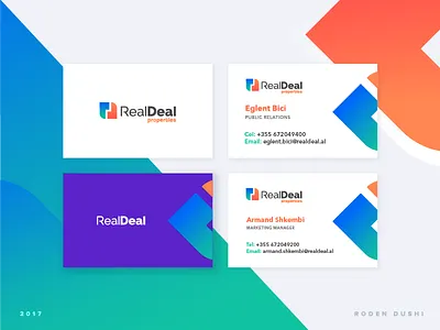 Business card Real Deal brand albania branding business card design business identity company cards letterpress lettering logo print stationery logo rd dr logo monogram real estate properties realdeal strong studio unique