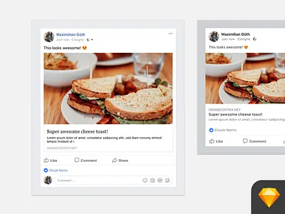 Facebook Post - Link and Image (Sketch Template) download facebook posts resource share sketch social social network symbols template user interface ux