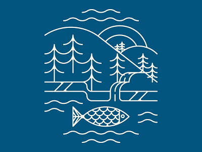 Nautical By Nature apparel design fish icon illustration logo mountain ocean outdoors tree