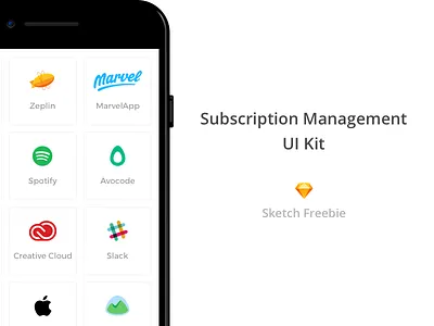 Subscription Management App - UI Kit freebie interactive interface list management mobileapp sketch subscription ui userexperience userinterface ux