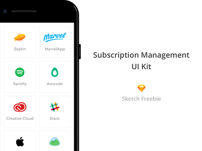 Subscription Management App - UI Kit freebie interactive interface list management mobileapp sketch subscription ui userexperience userinterface ux