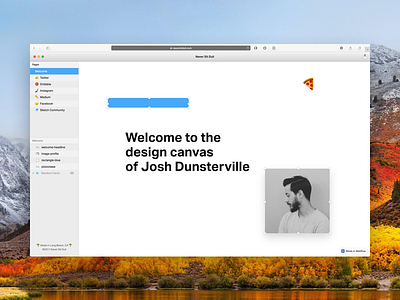 Never Sit Dull - Site canvas design emoji interactive personal portfolio site sketch webflow website