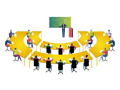 Classroom Athenea Insight characters classroom colorful flat design meeting students video explainer