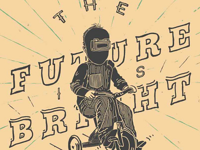 The Future Is Bright closeup crop drawing focus simple sketch type vintage wip