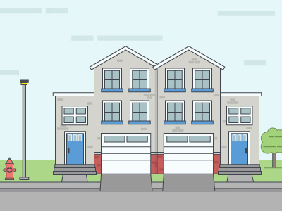 Townhomes homes house illustration neighborhood street townhouse